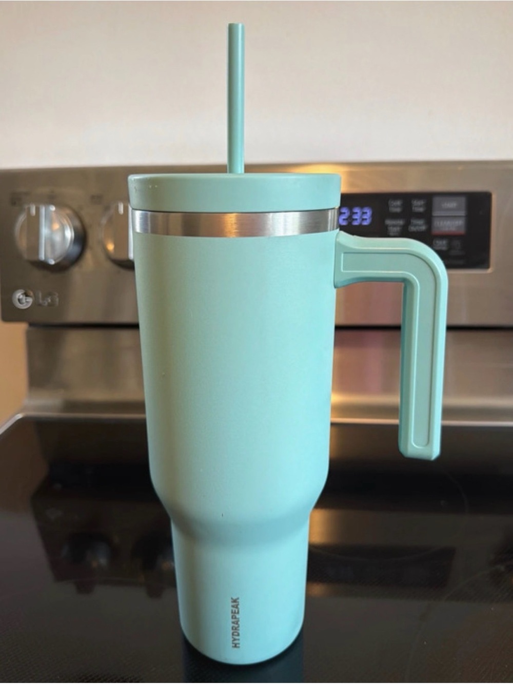 HydroPeak Mint Green Insulated Travel Tumbler with Handle and Straw